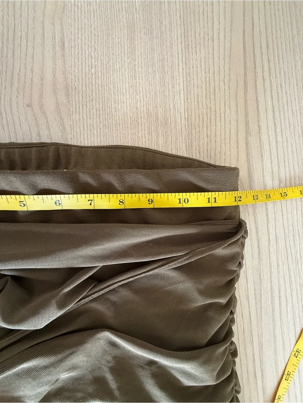 Zara Woman Neutral Brown Mesh Ruched Draped Midi Skirt XS Y2K Asymmetrical